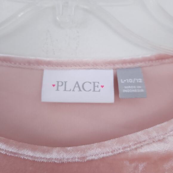 Children's Place Velour Dress Pink Large 10-12, Bell Sleeve Holiday Dress Winter - Picture 3 of 4